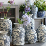 Load image into Gallery viewer, Blue and White Parrot Motif Porcelain Vase