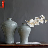 Load image into Gallery viewer, Dark Antique Crackle Glaze Porcelain Vase