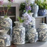 Load image into Gallery viewer, Blue and White Parrot Motif Porcelain Vase
