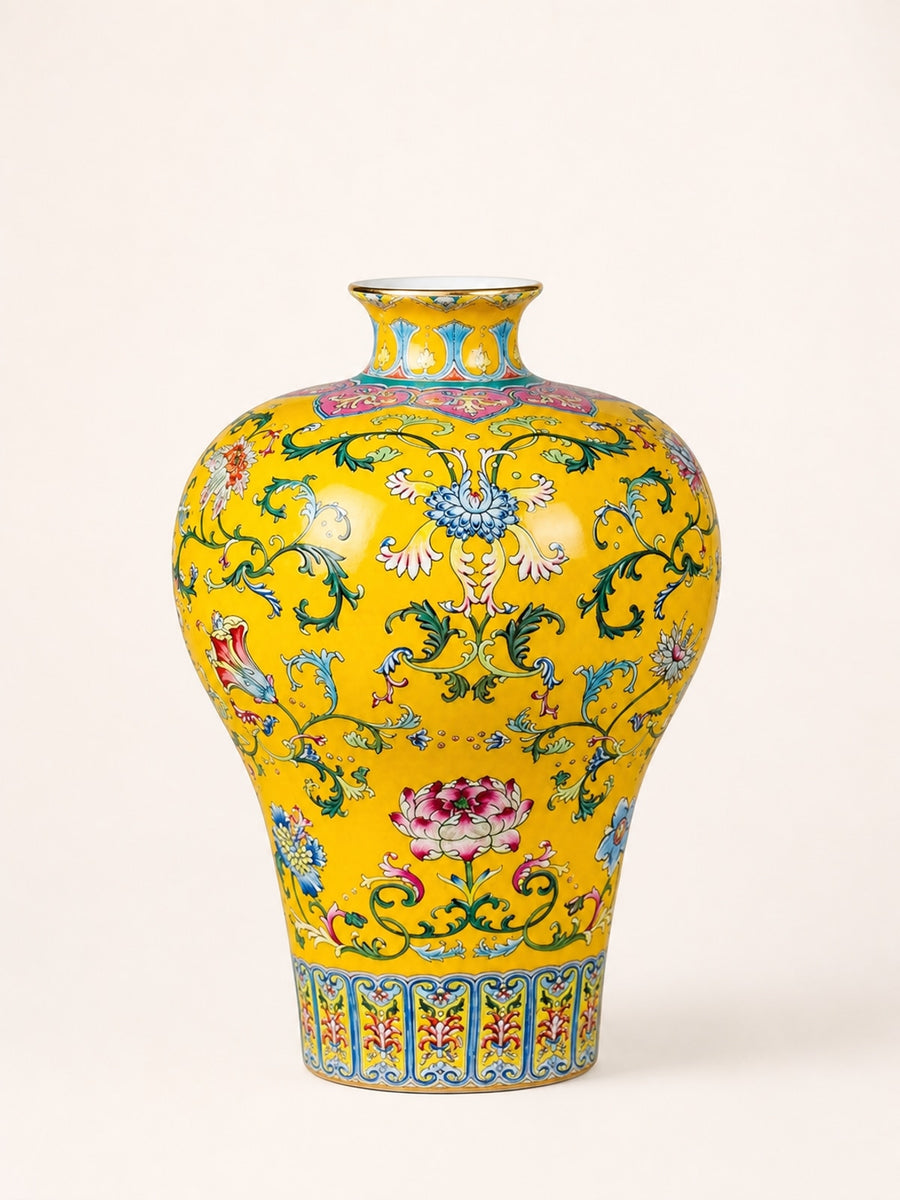 Antique Enamel Jingdezhen Porcelain Meiping Vase
