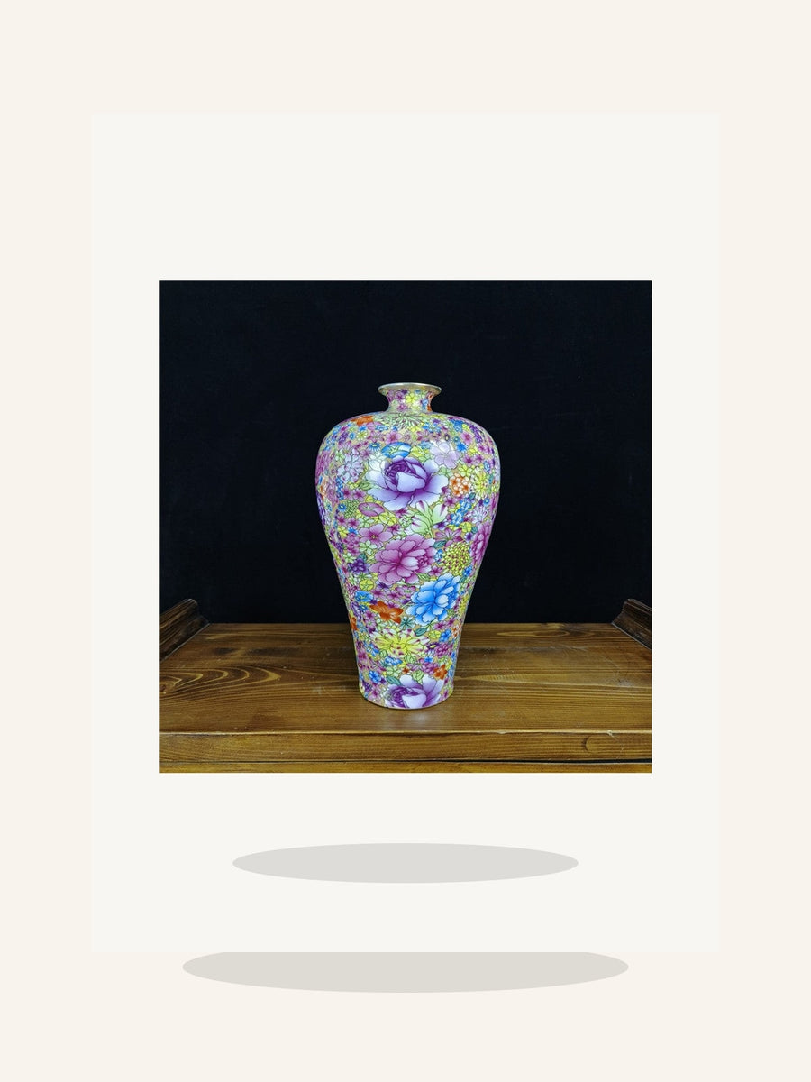Famille Rose Millefleurs Jingdezhen Porcelain Vase