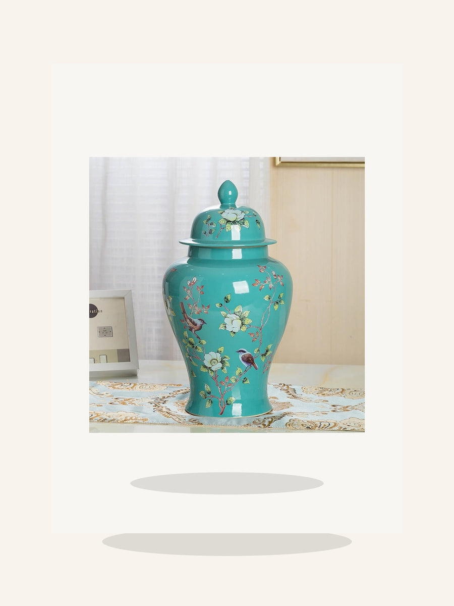 Hand-Painted Floral Jingdezhen Ginger Jar Vase