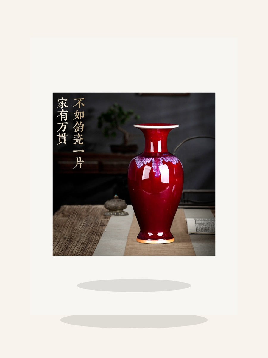 Jun Ware Inspired Crackle Glaze Porcelain Vase